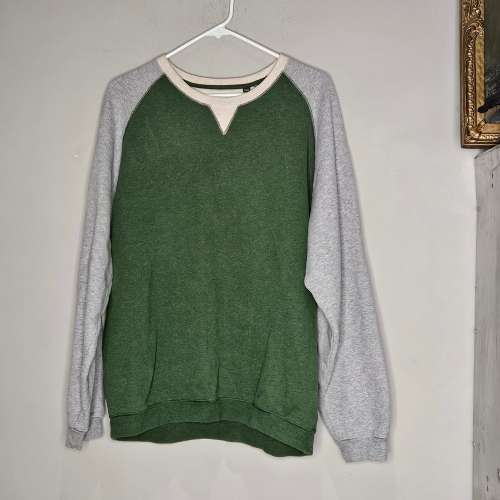 ORVIS Men's Green Gray Raglan Crewneck‎ Sweatshirt Size Medium Outdoor Holiday